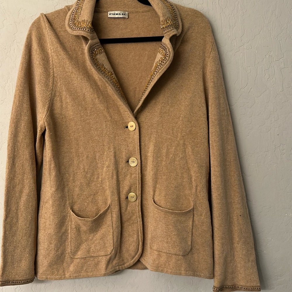 Vintage public beaded cardigan, wall cashmere blend size L